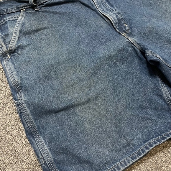 Vintage Carhartt B28 DST Denim Carpenter Shorts Blue Size 42 Workwear Utility - Picture 5 of 8